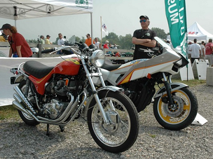 Craig Vetter with the X-75 and the Mystery Ship at the AMA Hall of Fame Ohio in 2011